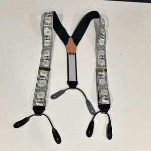 Thurston London Dollar Print Suspenders with Black Straps